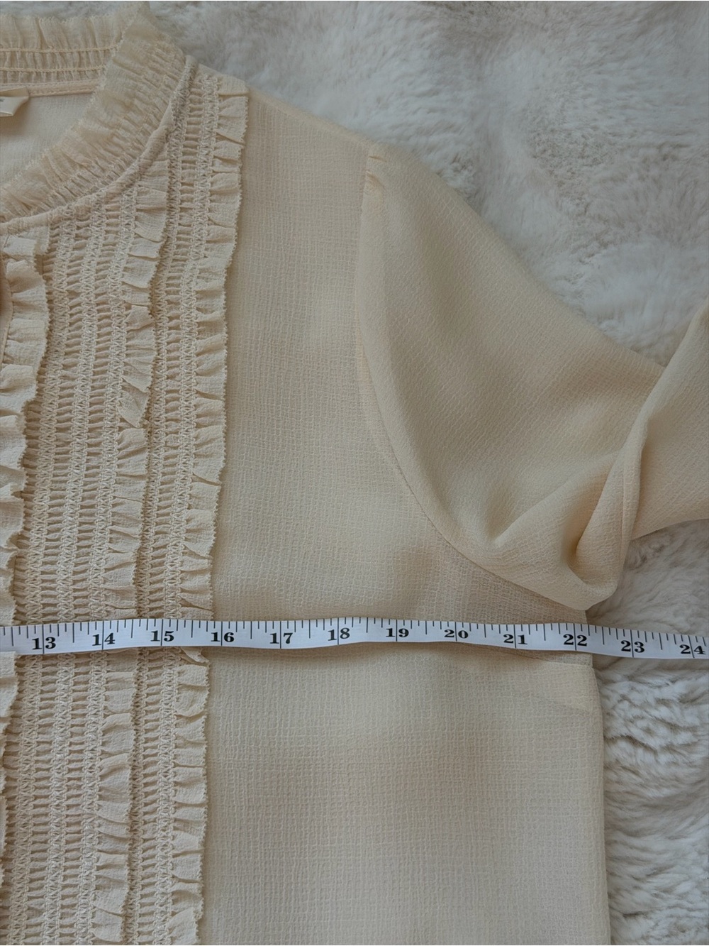 💫 SÉZANE Gasby Victoriana Ruffle Shirt Cream Ecru EU 42 US 10 L - Picture 14 of 15